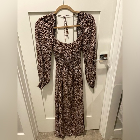 AFRM Leopard Print Long Sleeve Maxi Dress- Size Small - Picture 3 of 4